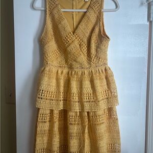 Yellow Lace Sleeveless Dress